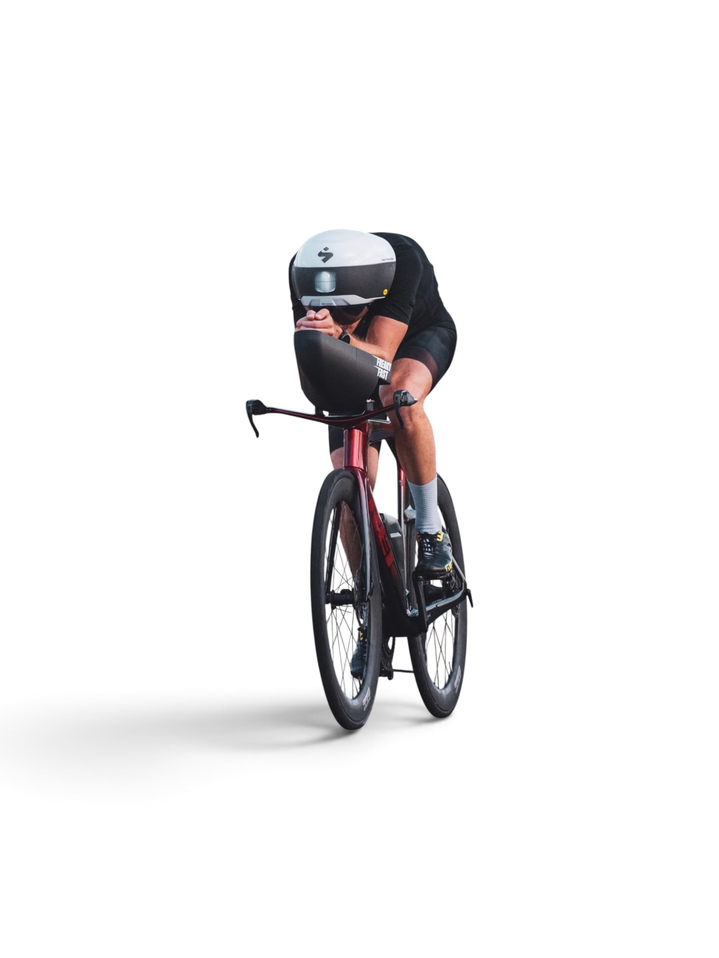 Triathlete in aero tuck